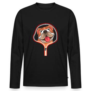 ENGLISCHE BULLDOGGE Hund ZIP Geschenk für Hunde - Männer Premium Bio Langarmshirt - Schwarz - Vorne - Nico (187cm)