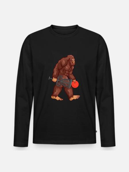 Bigfoot Sasquatch Discgolf Geschenk - Männer Premium Bio Langarmshirt - Schwarz