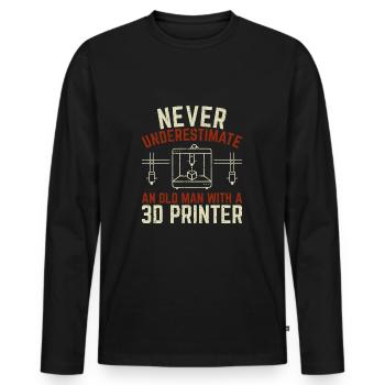 Old man 3D printer gift - Men's Premium Organic Long Sleeve Shirt - black - Front - Nico (187cm)