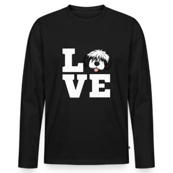 Cadeau de chien bâtard caniche Bobtail - T-shirt manches longues Premium bio Homme - noir - Devant - Nico (187cm)
