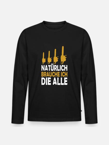 Holzfäller Kettensäge Spruch Geschenk - Männer Premium Bio Langarmshirt - Schwarz