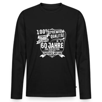 60. Geburtstag 1960 Geschenk Geschenkidee - Männer Premium Bio Langarmshirt - Schwarz - Vorne - Nico (187cm)