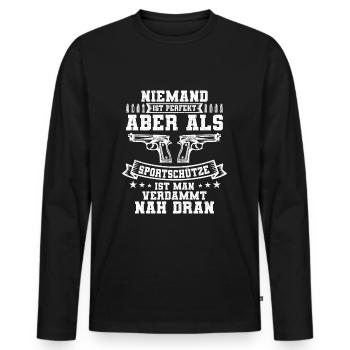 Sportschütze Schützenverein Spruch Geschenk - Männer Premium Bio Langarmshirt - Schwarz - Vorne - Nico (187cm)