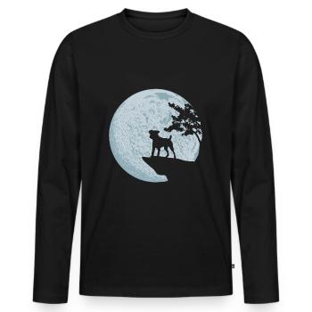 Cadeau d'amour de chien de pleine lune Jack Russell Terrier - T-shirt manches longues Premium bio Homme - noir - Devant - Nico (187cm)