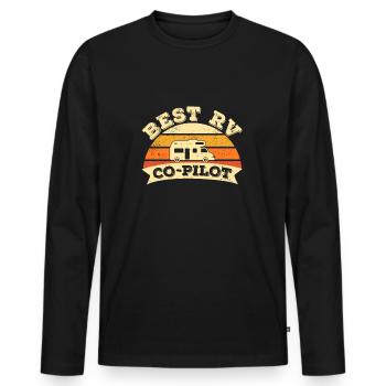 Caravane camping-car RV copilote RV - T-shirt manches longues Premium bio Homme - noir - Devant - Nico (187cm)