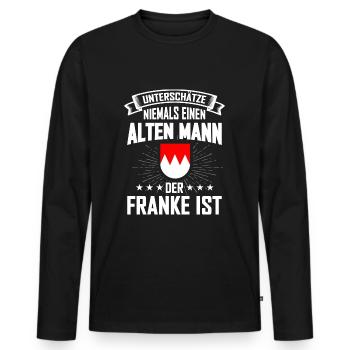 Franken Nürnberg Fränkisch Oberfranken - Männer Premium Bio Langarmshirt - Schwarz - Vorne - Nico (187cm)