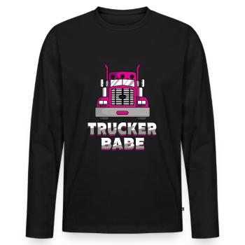 Trucker Babe LKW Fahrerin Kraftfahrerin Frauen - Männer Premium Bio Langarmshirt - Schwarz - Vorne - Nico (187cm)
