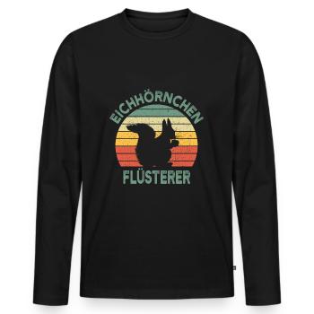 Eichhörnchen Flüsterer Vintage lustig Geschenk - Männer Premium Bio Langarmshirt - Schwarz - Vorne - Nico (187cm)