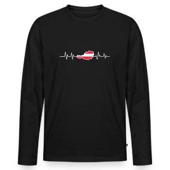 Austria heartbeat flag Puls Austria - Men's Premium Organic Long Sleeve Shirt - black - Front - Nico (187cm)