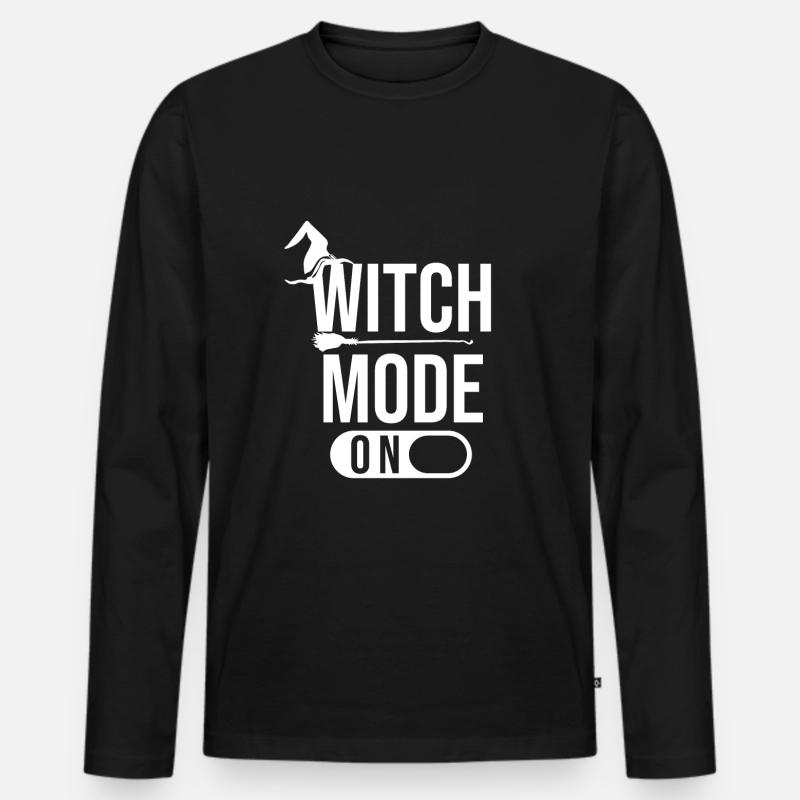 Halloween Hexe - Witch mode on - Männer Premium Bio Langarmshirt - Schwarz