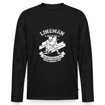 American Football Offensive Lineman Geschenk - Männer Premium Bio Langarmshirt - Schwarz - Vorne - Nico (187cm)