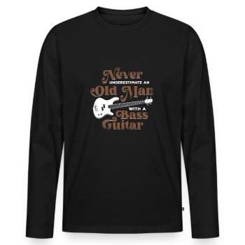 Vieil homme basse guitare basse basse guitariste cadeau - T-shirt manches longues Premium bio Homme - noir - Devant - Nico (187cm)