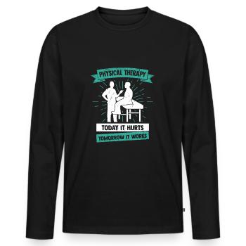 Cadeau de physiothérapeute - T-shirt manches longues Premium bio Homme - noir - Devant - Nico (187cm)