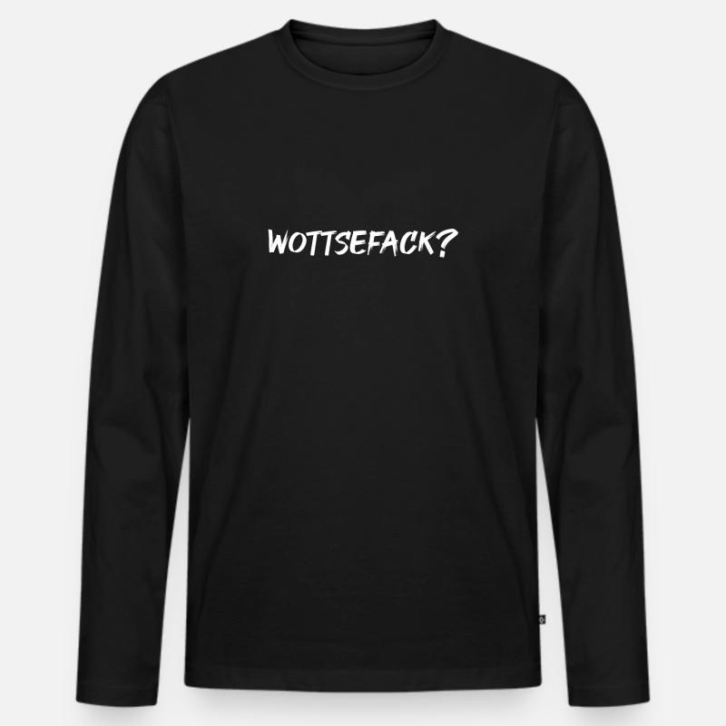 WOTTSEFACK - Männer Premium Bio Langarmshirt - Schwarz