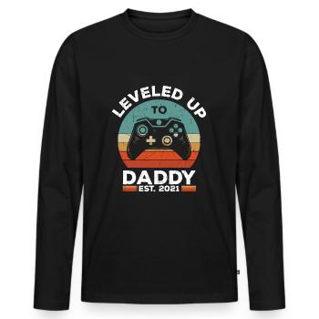 Cadeau de paternité de papa 2021 - T-shirt manches longues Premium bio Homme - noir - Devant - Nico (187cm)