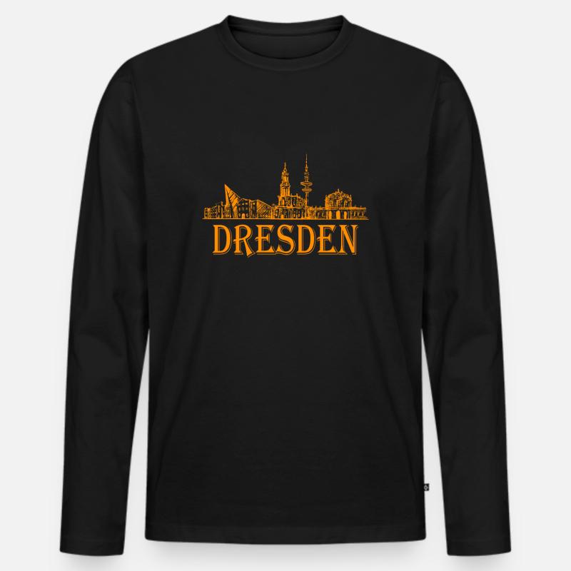 Skyline Dresden - Männer Premium Bio Langarmshirt - Schwarz