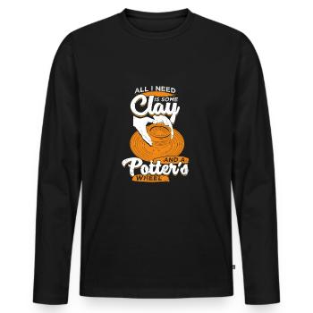 Pottery Pottery Ceramist Potter Gift - Men's Premium Organic Long Sleeve Shirt - black - Front - Nico (187cm)
