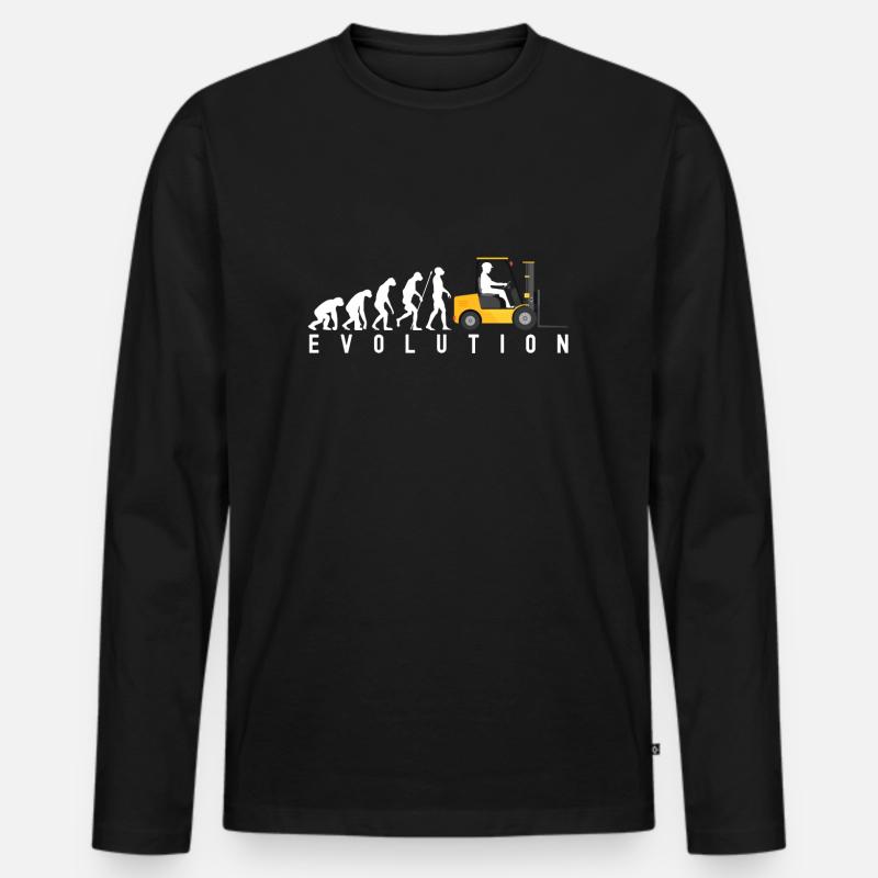 Staplerfahrer Evolution Lagerist Spruch - Männer Premium Bio Langarmshirt - Schwarz