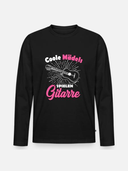 Gitarristin Geschenk für Mädchen Frauen - Männer Premium Bio Langarmshirt - Schwarz