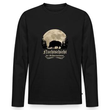Wildschwein Keiler Jagd - Männer Premium Bio Langarmshirt - Schwarz - Vorne - Nico (187cm)