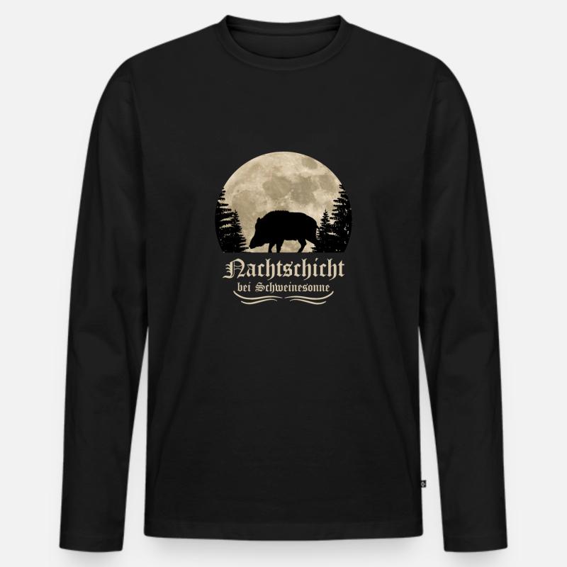 Wildschwein Keiler Jagd - Männer Premium Bio Langarmshirt - Schwarz