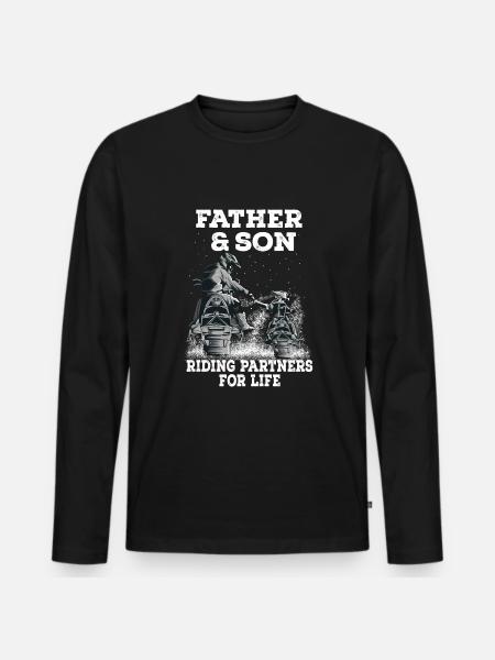 Schneemobil Vater und Sohn Geschenk - Männer Premium Bio Langarmshirt - Schwarz