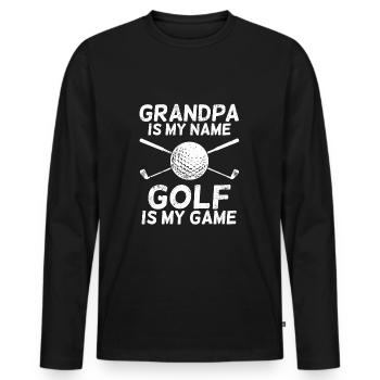 Golfer Opa Golfen Golfspieler Großvater Geschenk - Männer Premium Bio Langarmshirt - Schwarz - Vorne - Nico (187cm)