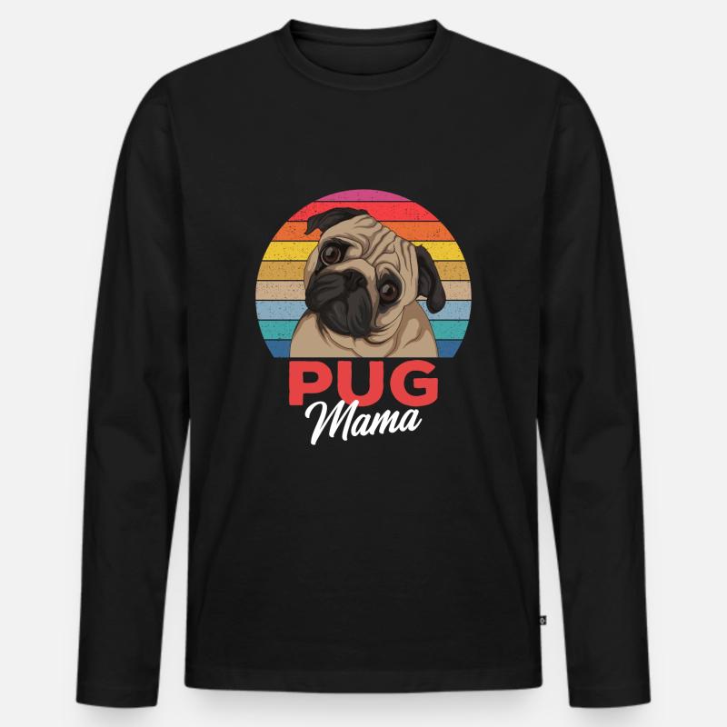 Mops Mama Hundehalterin Geschenkidee - Männer Premium Bio Langarmshirt - Schwarz