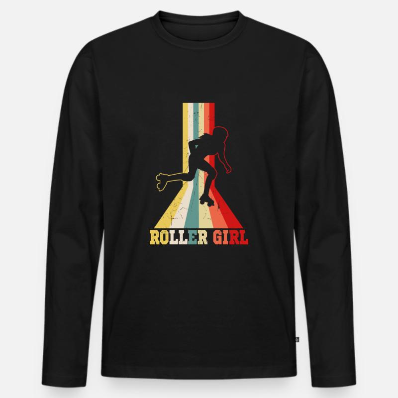Roller Girl Rollschuhe Roller Derby Mädchen - Männer Premium Bio Langarmshirt - Schwarz