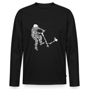 Cadeau de scooter cascadeur - T-shirt manches longues Premium bio Homme - noir - Devant - Nico (187cm)