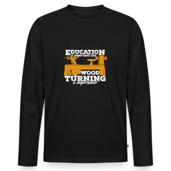 Woodturning lathe woodturner gift - Men's Premium Organic Long Sleeve Shirt - black - Front - Nico (187cm)