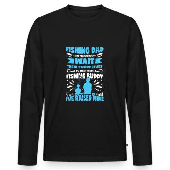 Angler Dad Fishing Father Son Gift - Men's Premium Organic Long Sleeve Shirt - black - Front - Nico (187cm)