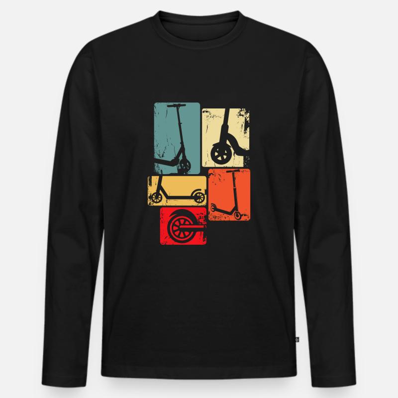 Scooter Roller Stunt Tretroller Geschenk - Männer Premium Bio Langarmshirt - Schwarz