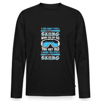 Ski Winter SkiEr Old Man Gift - Men's Premium Organic Long Sleeve Shirt - black - Front - Nico (187cm)