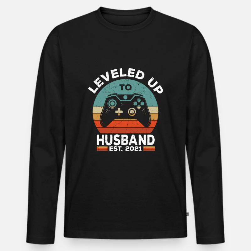 Ehemann 2021 Gamer Hochzeit Geschenk - Männer Premium Bio Langarmshirt - Schwarz