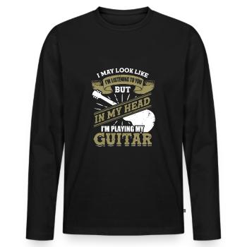 Drôle de guitariste de guitariste cadeau - T-shirt manches longues Premium bio Homme - noir - Devant - Nico (187cm)