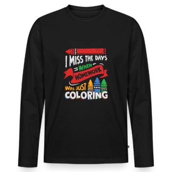 Devoirs scolaire étudiant cadeau - T-shirt manches longues Premium bio Homme - noir - Devant - Nico (187cm)