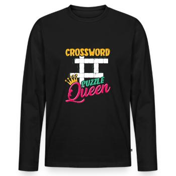 Cadeau de reine de mots croisés - T-shirt manches longues Premium bio Homme - noir - Devant - Nico (187cm)