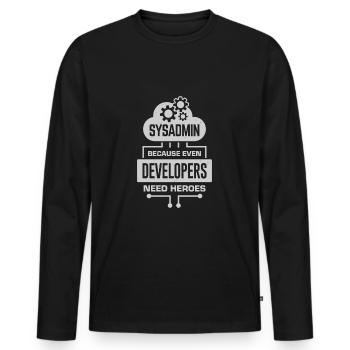 System Administrator Sysadmin Gift - Men's Premium Organic Long Sleeve Shirt - black - Front - Nico (187cm)