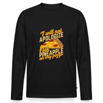 Funny Pizza Pineapple Pizza Pizza Baker Gift - Men's Premium Organic Long Sleeve Shirt - black - Front - Nico (187cm)