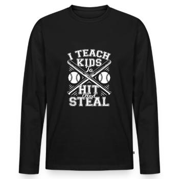 Baseball Coach Trainer Baseballtrainer Geschenk - Männer Premium Bio Langarmshirt - Schwarz - Vorne - Nico (187cm)