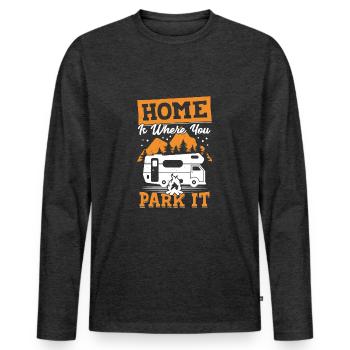 Motorhome Motorhome Camping Camper Gift - Men's Premium Organic Long Sleeve Shirt - heather anthracite - Front - Nico (187cm)