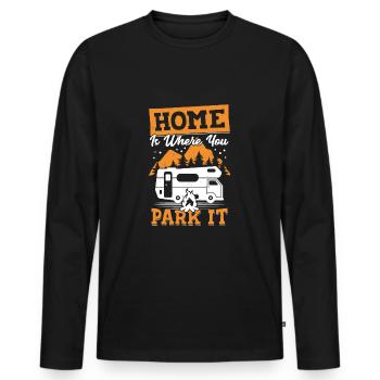 Motorhome Motorhome Camping Camper Gift - Men's Premium Organic Long Sleeve Shirt - black - Front - Nico (187cm)