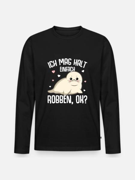 Robbe Seehund Seelöwe Robben Kinder - Männer Premium Bio Langarmshirt - Schwarz