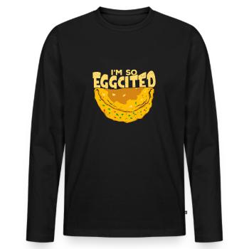 Egg omelette breakfast cook gift - Men's Premium Organic Long Sleeve Shirt - black - Front - Nico (187cm)