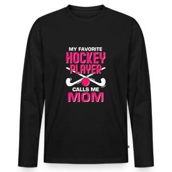 Hockey Mama Hockeyspieler Mutter Geschenk - Männer Premium Bio Langarmshirt - Schwarz - Vorne - Nico (187cm)