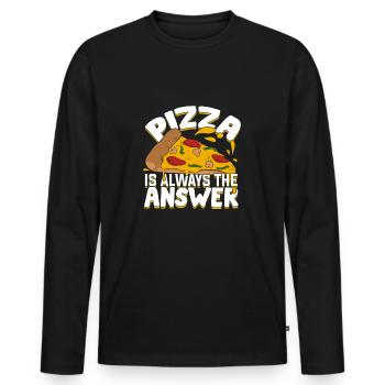 Pizza Pizza Pizza Pizzaiolo cadeau - T-shirt manches longues Premium bio Homme - noir - Devant - Nico (187cm)