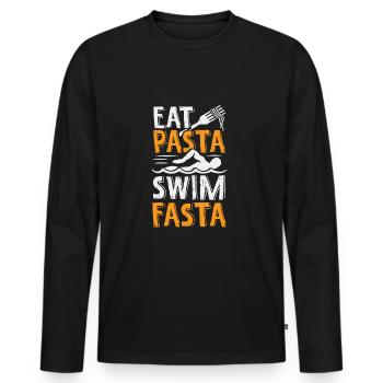 Schwimmen Pasta Nudeln Sport Schwimmer Geschenk - Männer Premium Bio Langarmshirt - Schwarz - Vorne - Nico (187cm)
