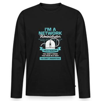 Administrateur du réseau Cadeau administrateur système - T-shirt manches longues Premium bio Homme - noir - Devant - Nico (187cm)