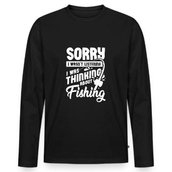Angeln Fisch Fischen Angler Fischer Geschenk - Männer Premium Bio Langarmshirt - Schwarz - Vorne - Nico (187cm)